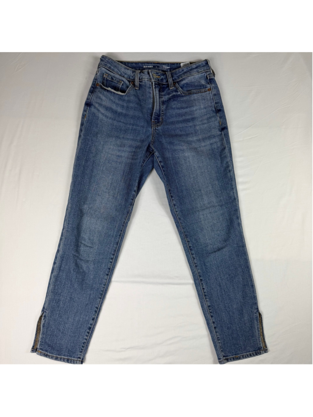 Old Navy O.G. Straight Jeans Women 6 High Rise Secret Smooth Ankle Slit Stretch